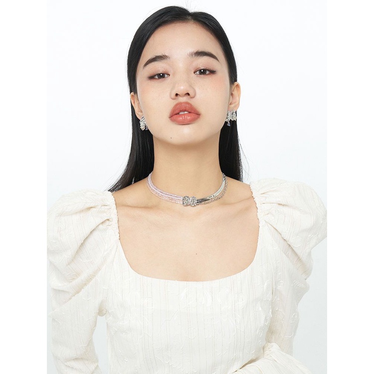 Vòng Cổ Ren Đính Nơ Xếp Chồng Sang Trọng Ngọt Ngào Cho Nữ