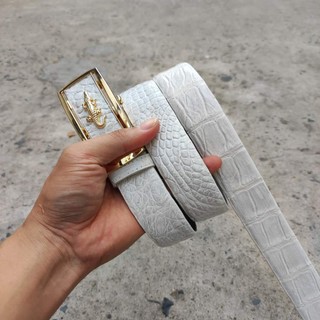 Thắt lưng da bụng cá sấu bạch tạng hàng hiếm. dây liền