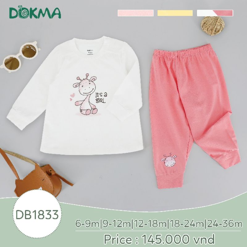 Bộ Dokma dài tay cài vai cho bé gái 9-36M mẫu 2023 DB1833, DB1722