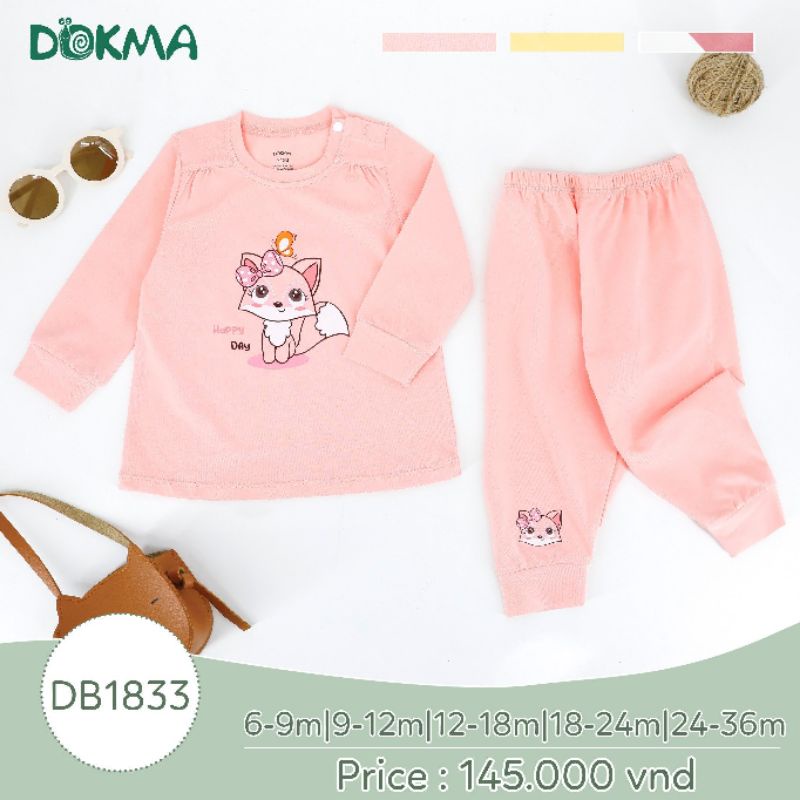 Bộ Dokma dài tay cài vai cho bé gái 9-36M mẫu 2023 DB1833, DB1722