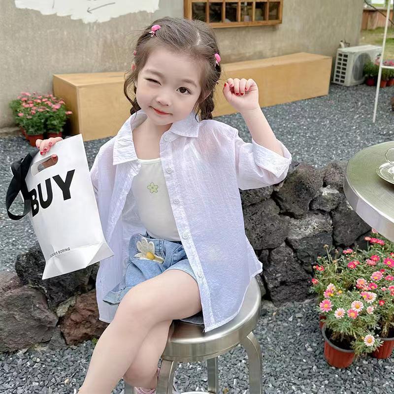 Xinxin ~ Áo Khoác Chống Nắng Bằng Lụa Lạnh Mỏng Thoáng Khí Phong Cách Phương Tây Thời Trang Mùa Hè 2023 Dành Cho Bé Gái