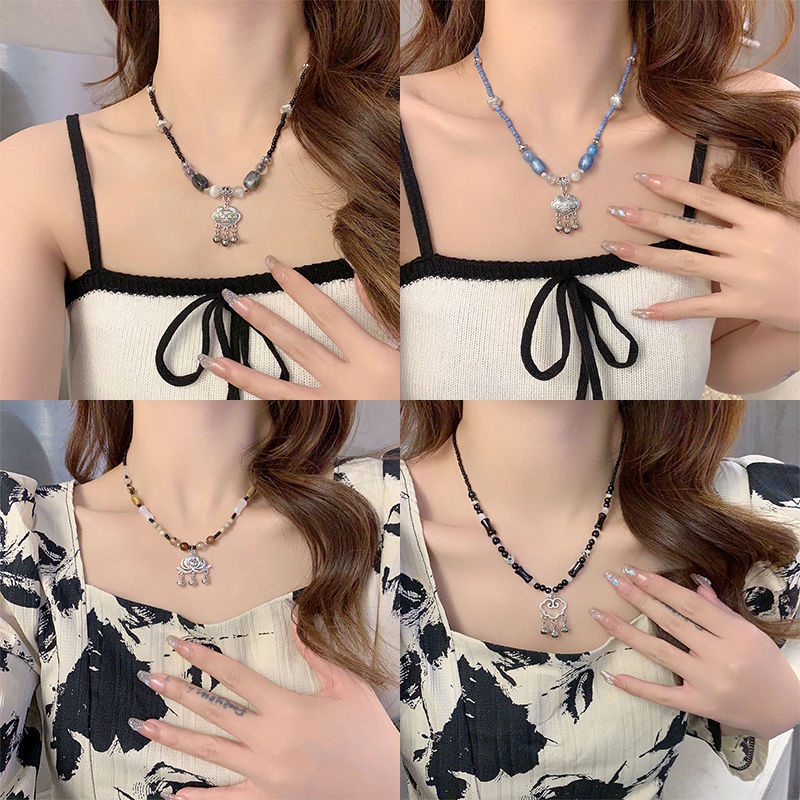 Vòng cổ Chuỗi Hạt Phong Cách Dân Tộc Trung Hoa Cổ Điển Mới Cho Nữ Lig