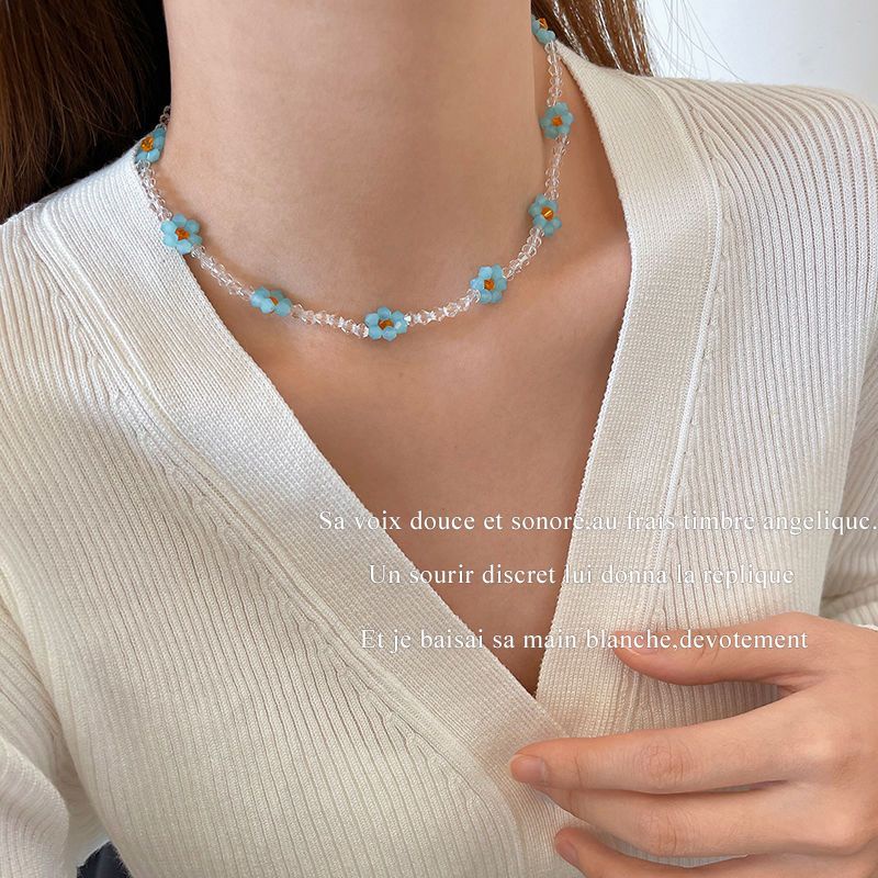 Vòng cổ Chuỗi Hạt Pha Lê Xanh Dương Và Trắng Thời Trang Mới 2022