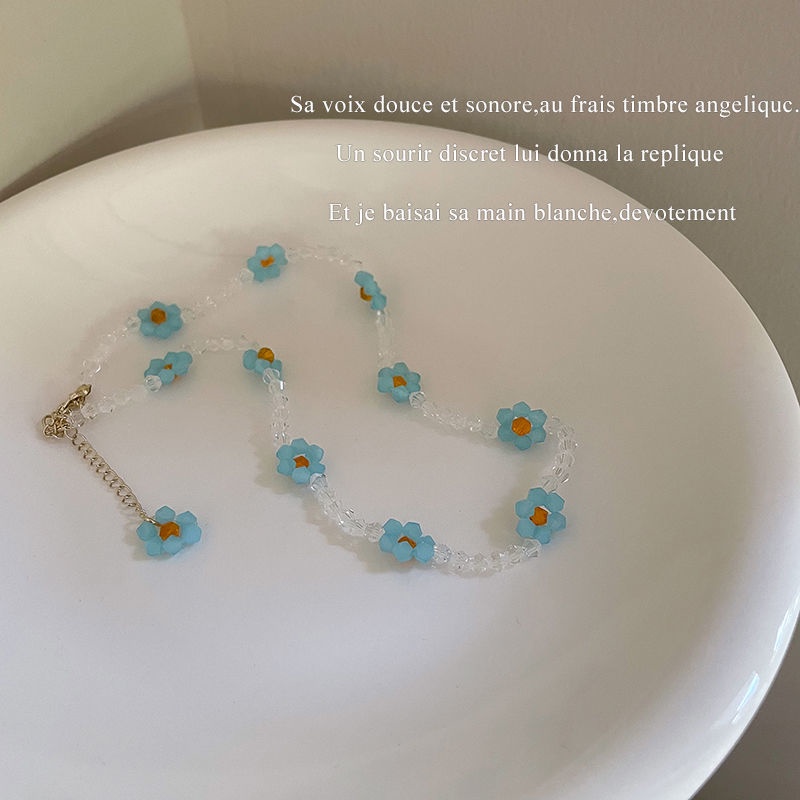 Vòng cổ Chuỗi Hạt Pha Lê Xanh Dương Và Trắng Thời Trang Mới 2022