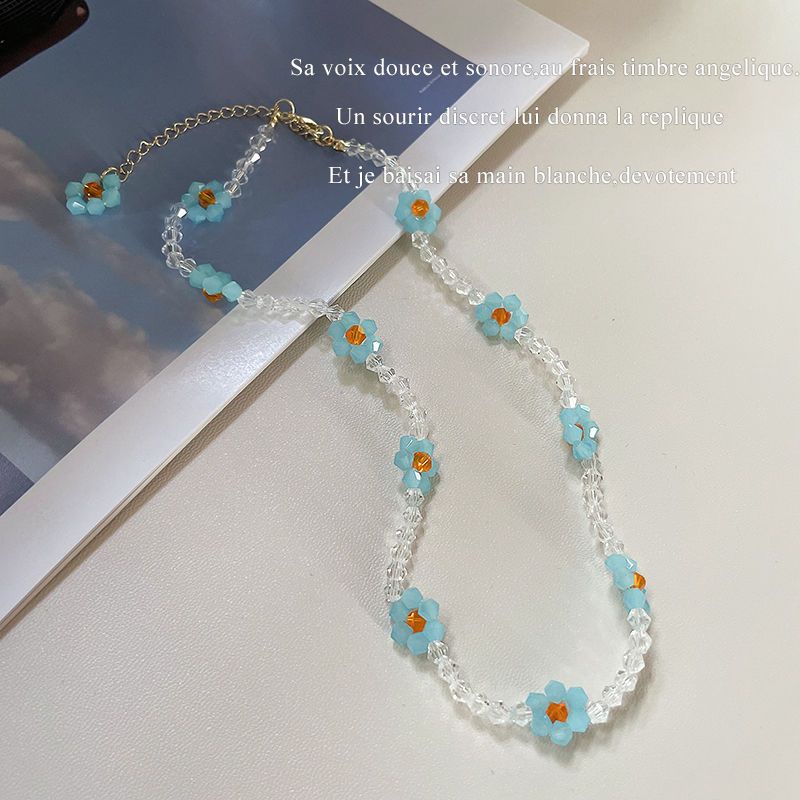 Vòng cổ Chuỗi Hạt Pha Lê Xanh Dương Và Trắng Thời Trang Mới 2022