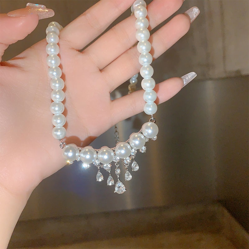 Vòng cổ Ngọc Trai Sang Trọng Phong Cách Pháp Cổ Điển Dành Cho Nữ