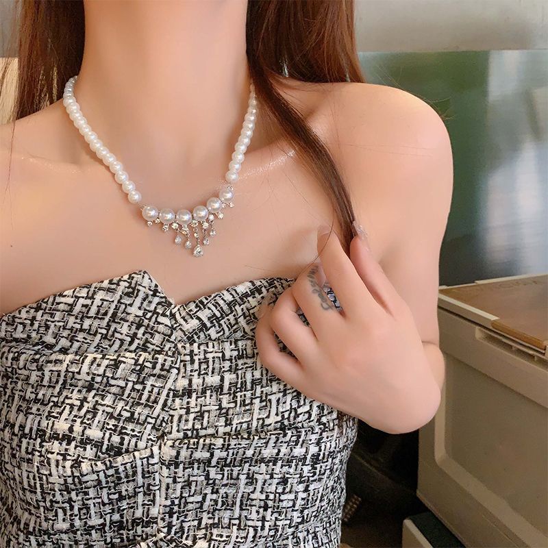 Vòng cổ Ngọc Trai Sang Trọng Phong Cách Pháp Cổ Điển Dành Cho Nữ