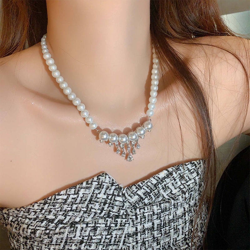 Vòng cổ Ngọc Trai Sang Trọng Phong Cách Pháp Cổ Điển Dành Cho Nữ