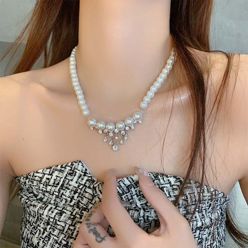 Vòng cổ Ngọc Trai Sang Trọng Phong Cách Pháp Cổ Điển Dành Cho Nữ