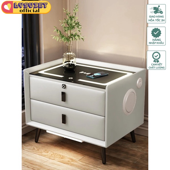 [Lysviet HCM] Tủ đầu giường thông minh Nordic Wooden Night Stand Smart Bedside Table
