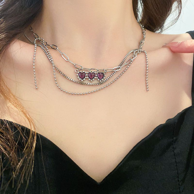 Vòng cổ Mặt Trái Tim Đính Đá Sang Trọng Cho Nữ