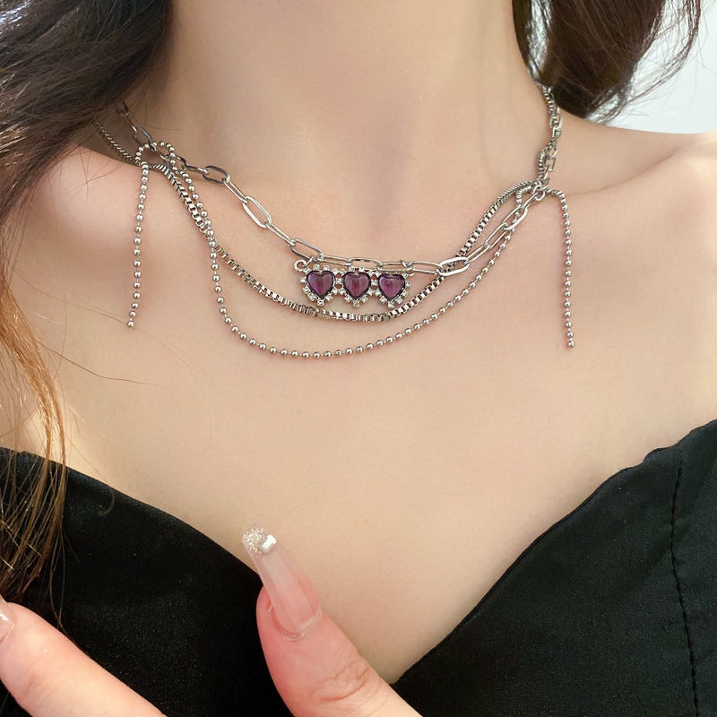 Vòng cổ Mặt Trái Tim Đính Đá Sang Trọng Cho Nữ