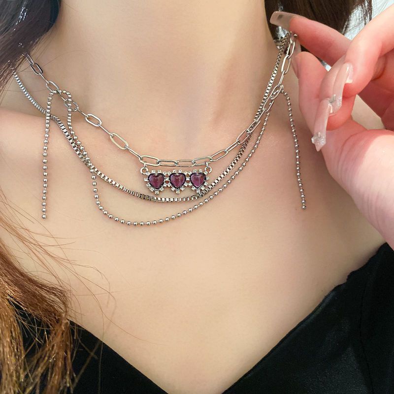 Vòng cổ Mặt Trái Tim Đính Đá Sang Trọng Cho Nữ