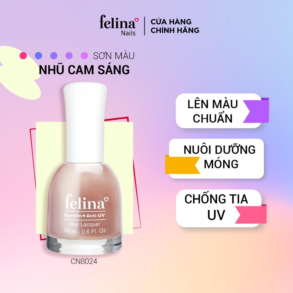 [Mã FRANCIA50 giảm 50% đơn 0] Sơn móng tay Felina 18ml màu sắc đa dạng, lên màu đẹp thời trang