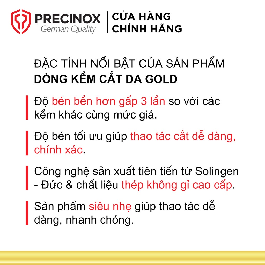 [Mã FRANCIA50 giảm 50% đơn 0] Kềm cắt da Precinox Thương Hiệu Đức Platinum - 1 Lưỡi gà - jaw 12 đầu cán mờ P111