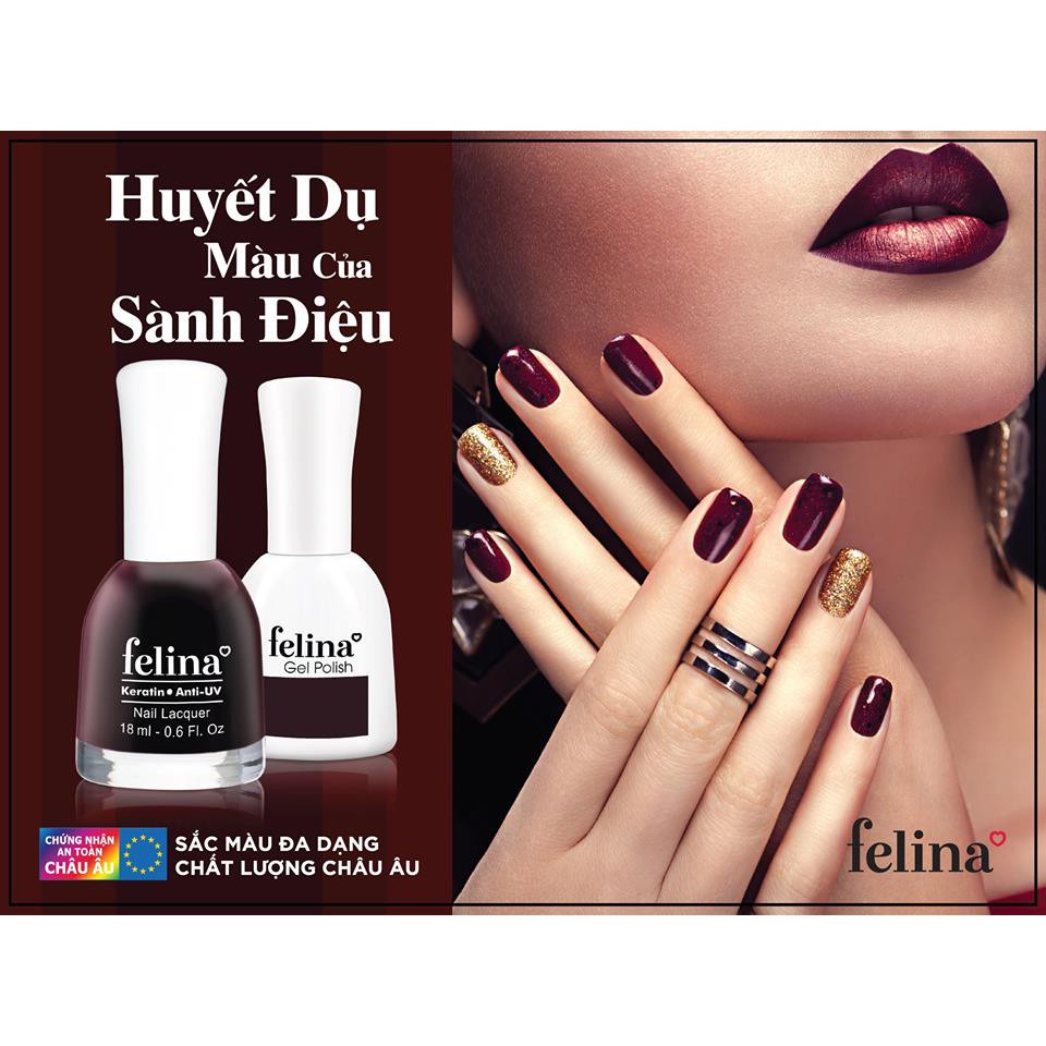 Sơn móng tay Felina Nail 18ml, Màu Huyết Dụ CS742, Lên Màu Đẹp, Thời Thượng