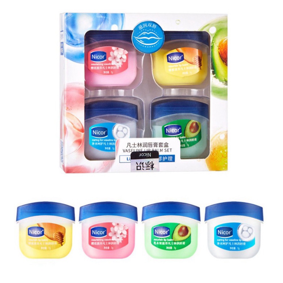 Set 4 Son Dưỡng Ẩm Chống Khô Môi Nicor Vaseline Dành Cho Nam Và Nữ