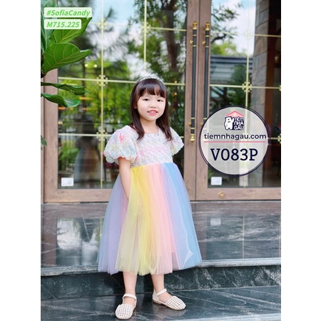 V083 - Đầm xòe ren họa tiết galaxy hồng 1/10