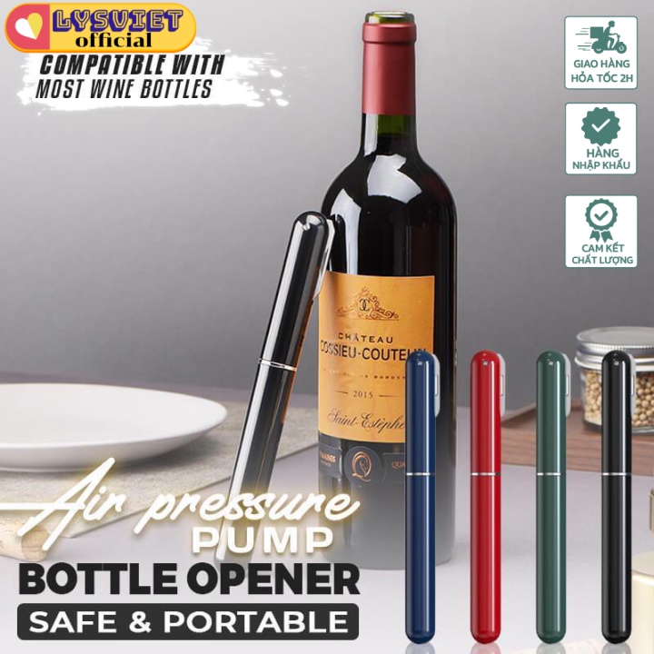 [Lysviet Hcm] Dụng Cụ Khui Vang Dạng Bút Tiện Lợi, Dụng Cụ Pha Chế Air Corkscrew Black Edition
