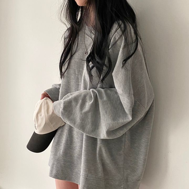 Jiashucheng Áo Thun Tay Dài 2 Lớp Vải Cotton Mỏng Dáng Rộng Phong Cách Đường Phố Thời Trang Xuân Thu Mới Dành Cho Bạn Nữ