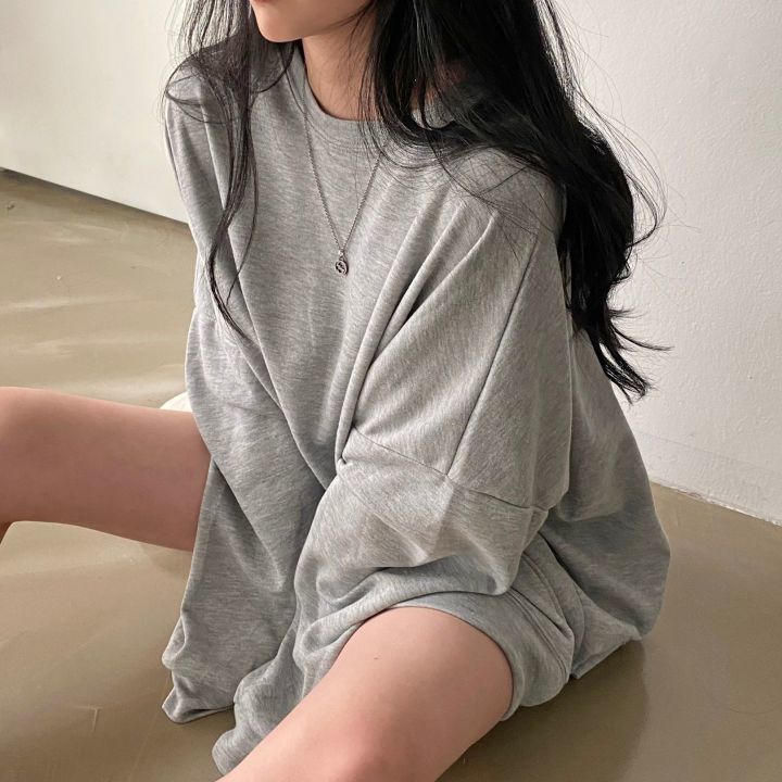 Jiashucheng Áo Thun Tay Dài 2 Lớp Vải Cotton Mỏng Dáng Rộng Phong Cách Đường Phố Thời Trang Xuân Thu Mới Dành Cho Bạn Nữ