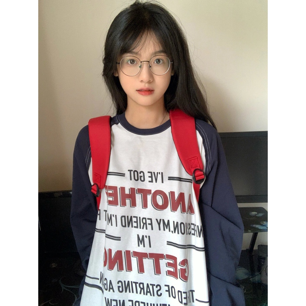 Jiashucheng Áo Sweatshirt Mỏng Tay Dài In Họa Tiết Khâu Phong Cách Hong Kong Thời Trang Mùa Thu Dành Cho Nữ