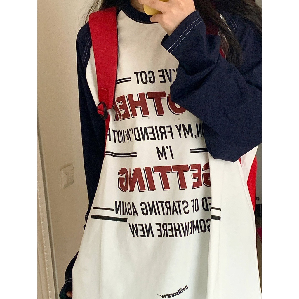 Jiashucheng Áo Sweatshirt Mỏng Tay Dài In Họa Tiết Khâu Phong Cách Hong Kong Thời Trang Mùa Thu Dành Cho Nữ