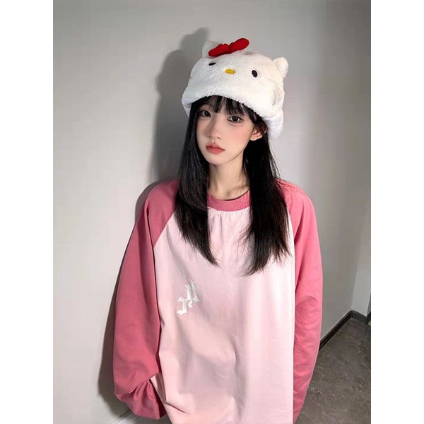 Jiashucheng Áo Thun Tay Dài Cổ Tròn In Chữ Màu Sắc Retro Hàn Quốc Dễ Phối Đồ Thời Trang Mùa Xuân Cho Nữ