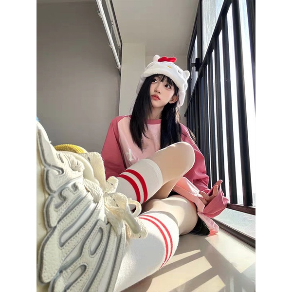 Jiashucheng Áo Thun Tay Dài Cổ Tròn In Chữ Màu Sắc Retro Hàn Quốc Dễ Phối Đồ Thời Trang Mùa Xuân Cho Nữ