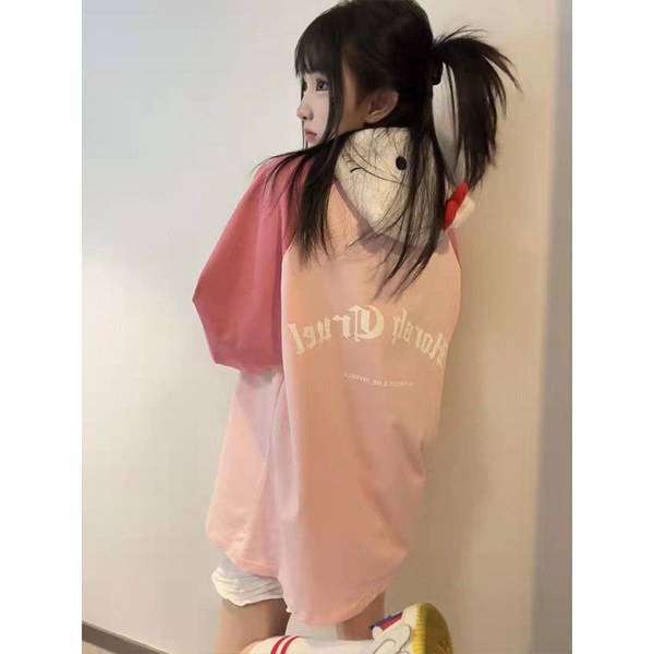 Jiashucheng Áo Thun Tay Dài Cổ Tròn In Chữ Màu Sắc Retro Hàn Quốc Dễ Phối Đồ Thời Trang Mùa Xuân Cho Nữ