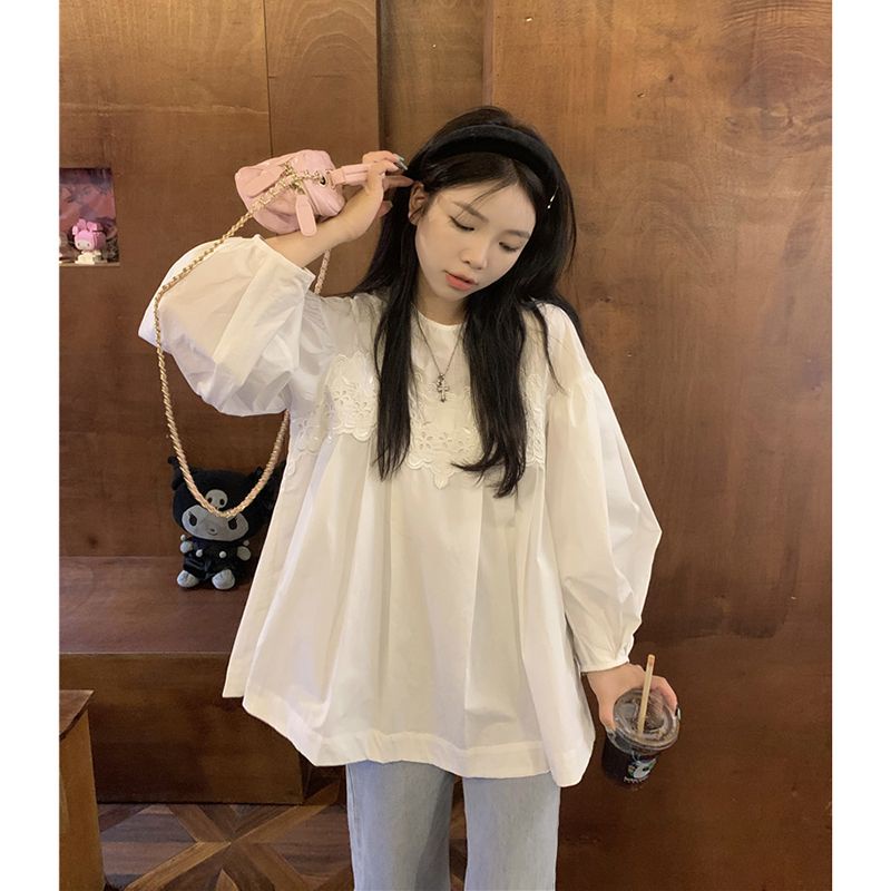 Jiashucheng Áo Sơ Mi Trắng Dài Tay Dáng Rộng Phong Cách Pháp Thanh Lịch Thời Trang Mùa Thu Cho Nữ