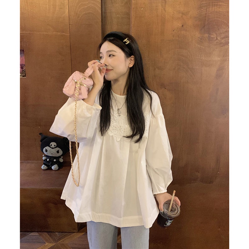 Jiashucheng Áo Sơ Mi Trắng Dài Tay Dáng Rộng Phong Cách Pháp Thanh Lịch Thời Trang Mùa Thu Cho Nữ