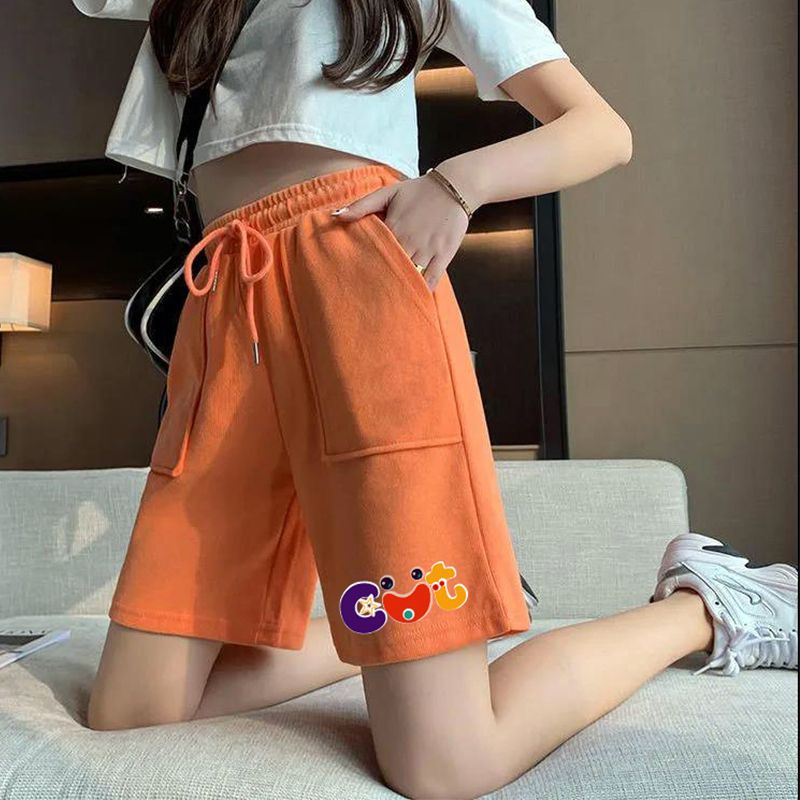 Jiashucheng Quần Short Nữ Lưng Cao Dáng Rộng Phong Cách Hàn Quốc