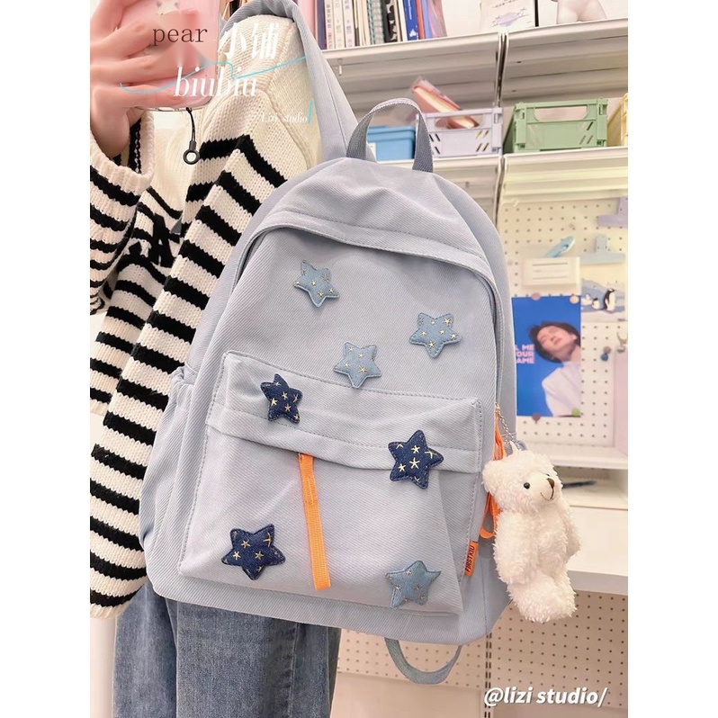 Ba Lô Đi Học Họa Tiết Ngôi Sao Năm Cánh Dễ Thương Phong Cách Nhật Bản