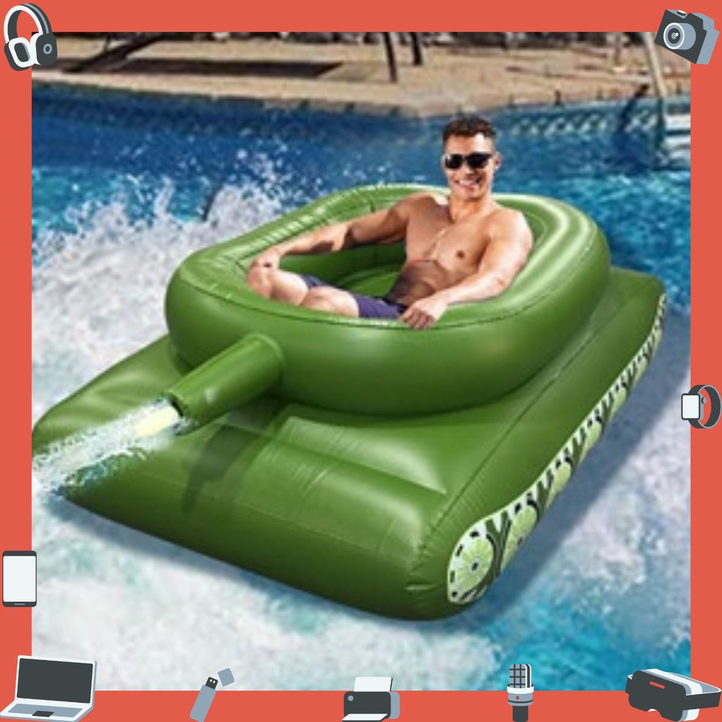 Phao Bơi mô hình Xe Tăng Bắn Nước Inflatable Tank Pool size lớn (160x110x60cm) - 13THOCTORBER