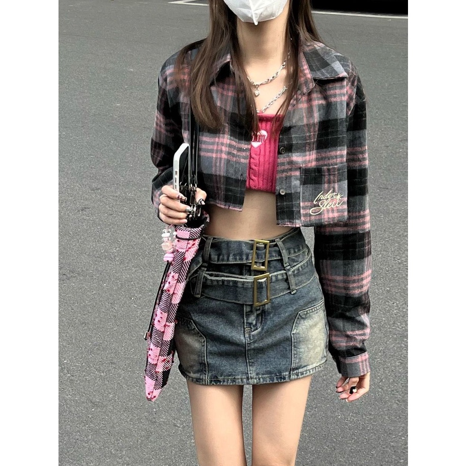 Jiashucheng Plus Size Hot Chân Váy Denim Chữ a Lưng Cao Ôm Hông Phong Cách Retro Mùa Hè Cho Nữ