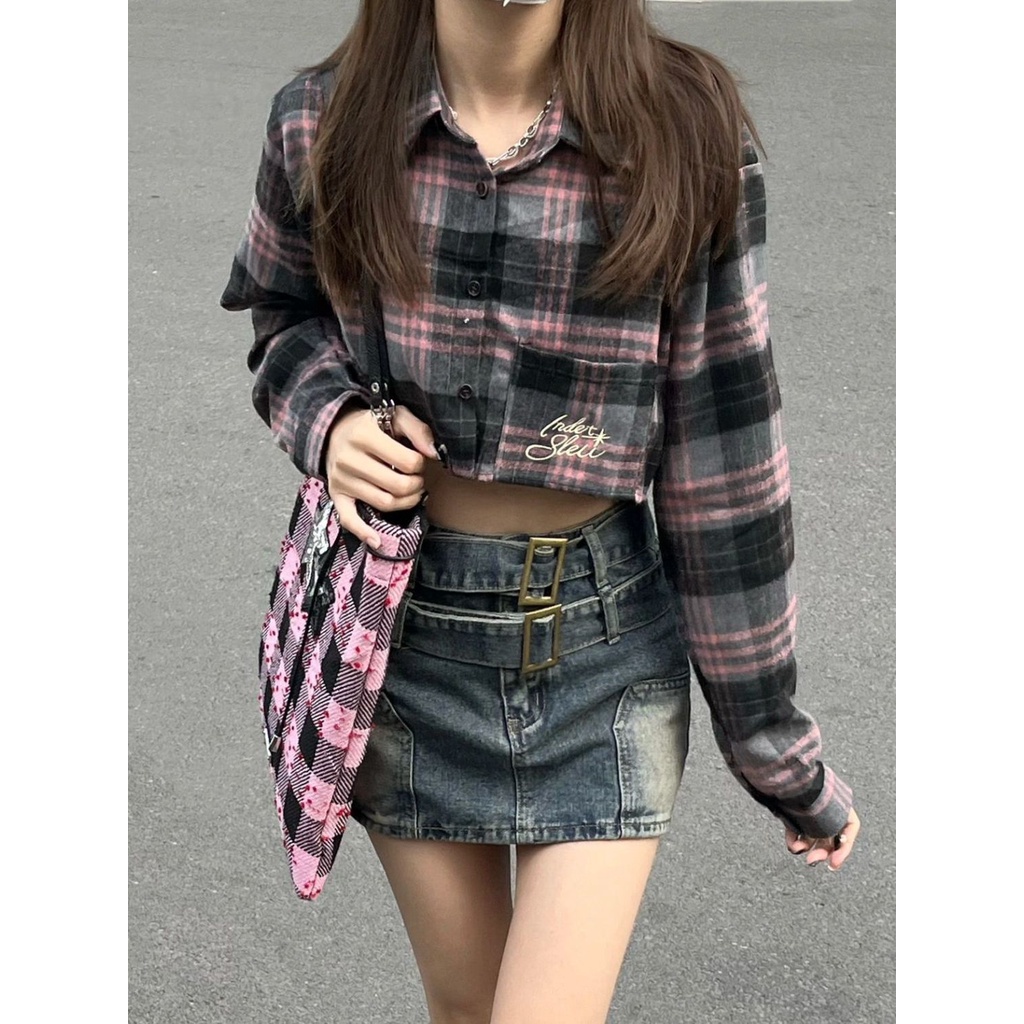 Jiashucheng Plus Size Hot Chân Váy Denim Chữ a Lưng Cao Ôm Hông Phong Cách Retro Mùa Hè Cho Nữ