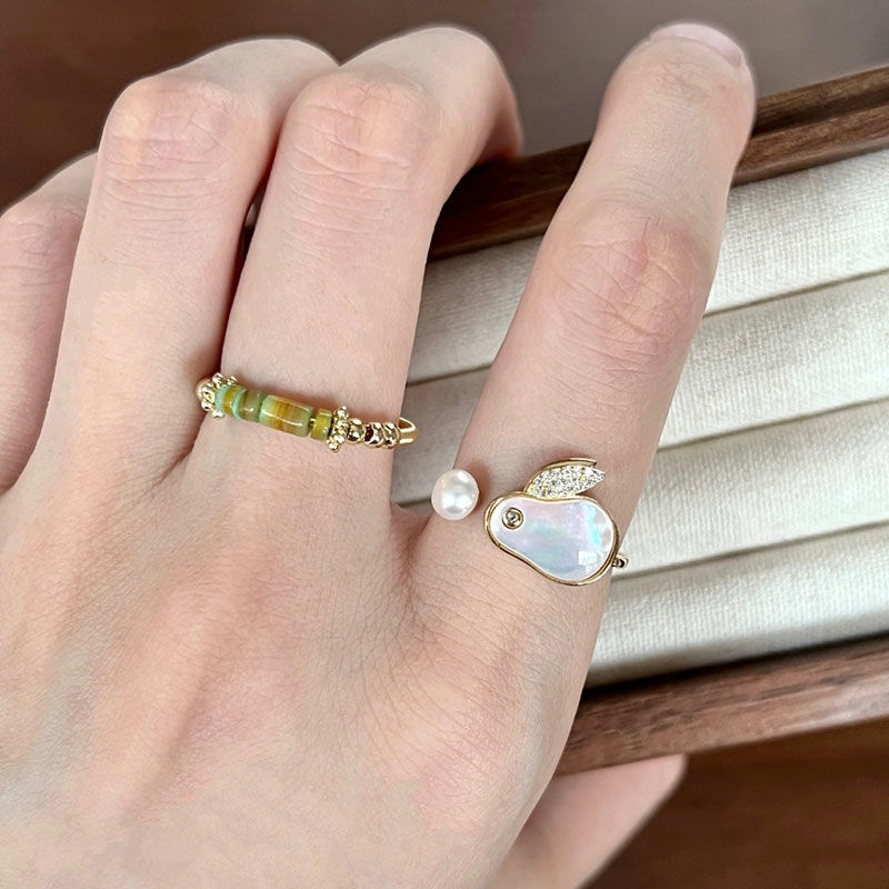 Nhẫn Hở Hình Thỏ Đính Ngọc Trai