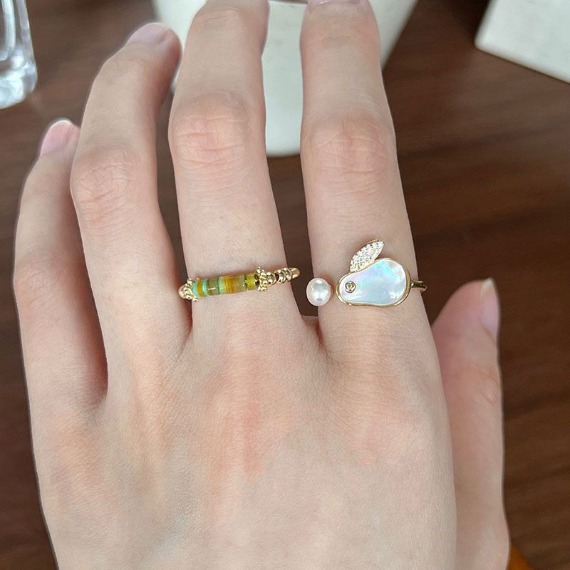 Nhẫn Hở Hình Thỏ Đính Ngọc Trai