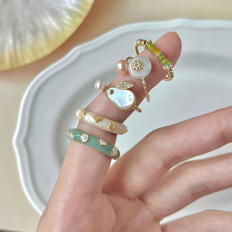 Nhẫn Hở Hình Thỏ Đính Ngọc Trai