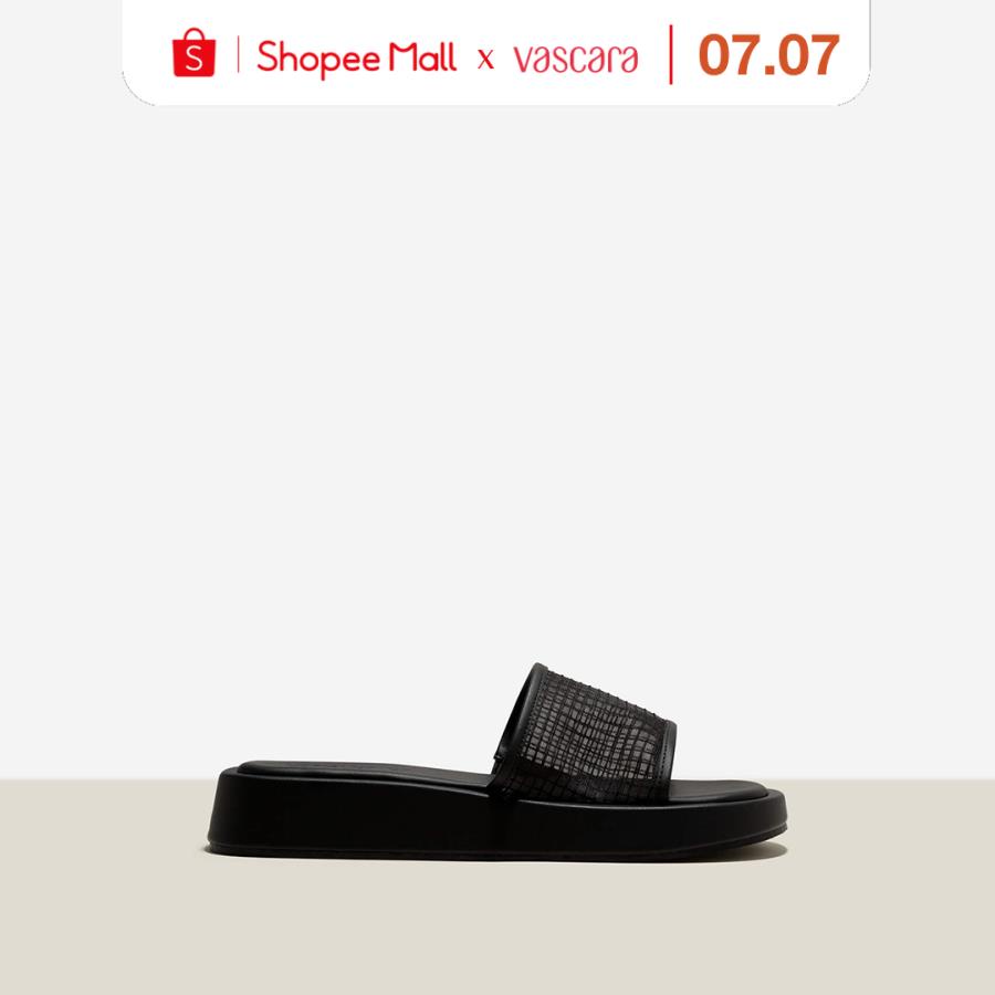 Vasscara Dép Platform Quai Ngang Phối Lưới Caro - DXP 0193