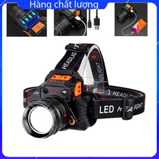 Đèn pin đội đầu cảm biến ánh sáng trắng siêu sáng chiếu xa 300m - đèn đội đầu phóng to thu nhỏ