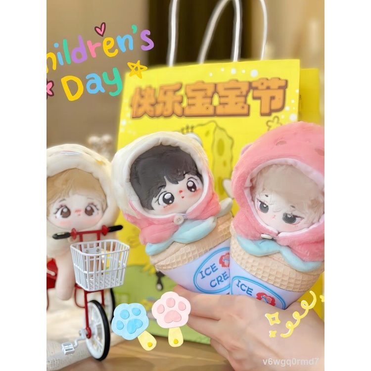 Yuanqi Mengxiang Hình Nón Kem Ban Đầu Búp Bê Bông Không Thuộc Tính Quần Áo Dễ Thương Và Dễ Thương Quần Áo Cho Bé 10Cm Độ