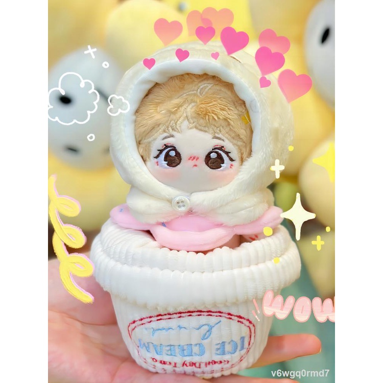 Yuanqi Mengxiang Hình Nón Kem Ban Đầu Búp Bê Bông Không Thuộc Tính Quần Áo Dễ Thương Và Dễ Thương Quần Áo Cho Bé 10Cm Độ