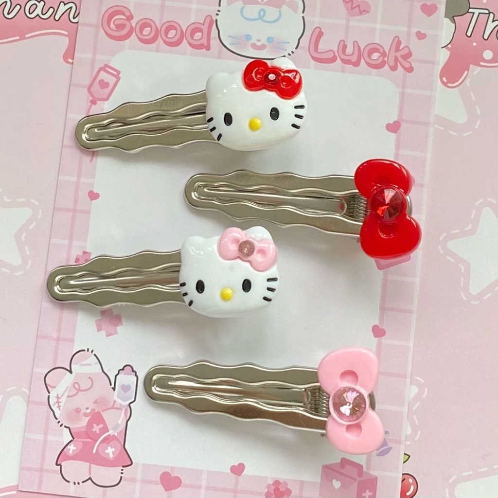 Kẹp Tóc Mái Mỏ Vịt Nơ Mèo kt Dễ Thương Cá Tính y2k