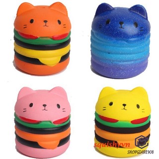 Squishy bánh mèo hamburger nhão nhoẹt đồ giải trí xinh xắn cho bé