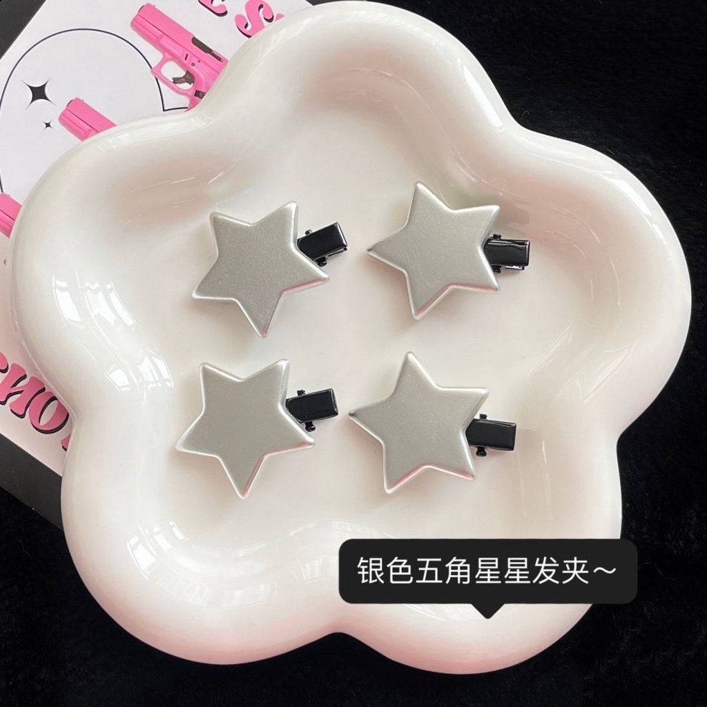 Kẹp Tóc Hình Ngôi Sao Năm Cánh y2k Màu Bạc Thời Trang Cho Nữ