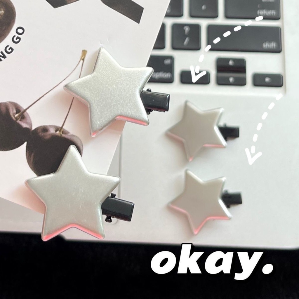 Kẹp Tóc Hình Ngôi Sao Năm Cánh y2k Màu Bạc Thời Trang Cho Nữ