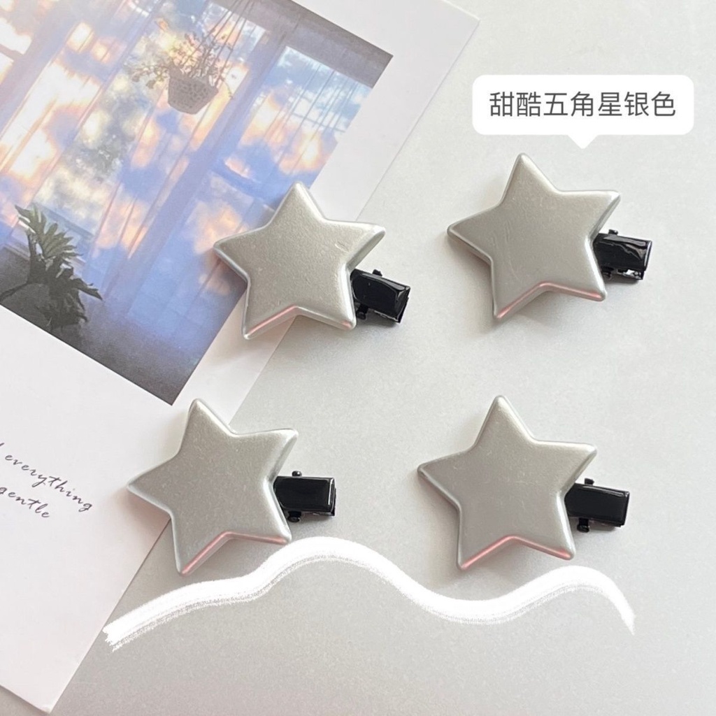 Kẹp Tóc Hình Ngôi Sao Năm Cánh y2k Màu Bạc Thời Trang Cho Nữ