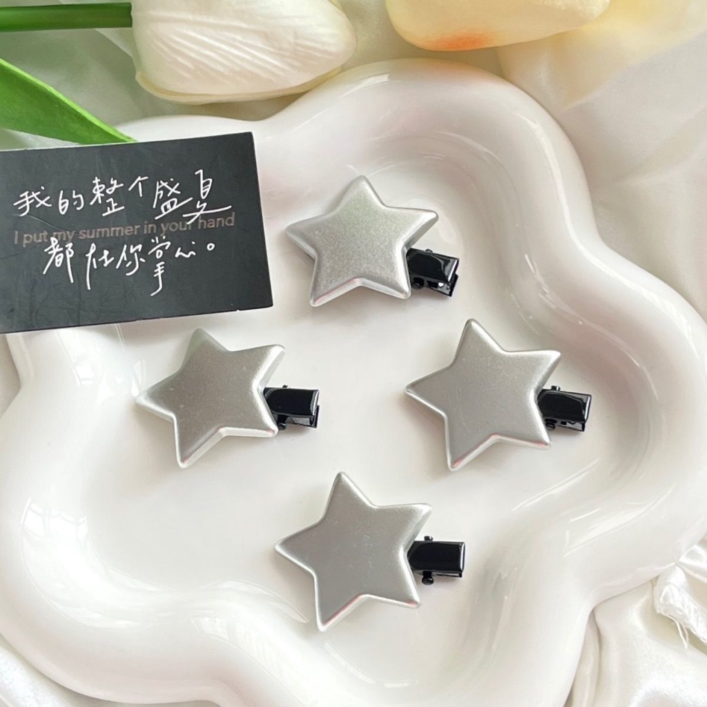Kẹp Tóc Hình Ngôi Sao Năm Cánh y2k Màu Bạc Thời Trang Cho Nữ